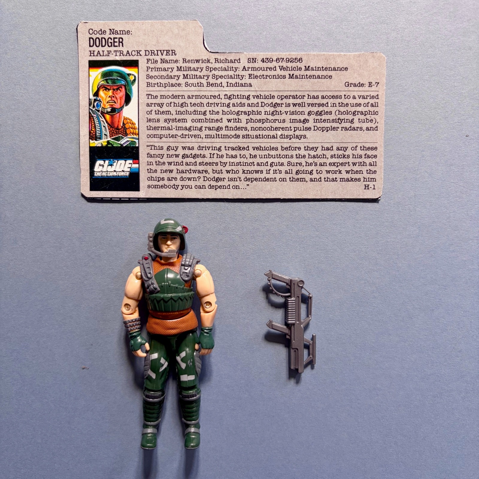 Vintage Action Force G.I. Joe - 1987 - Dodger - Figure with File Card