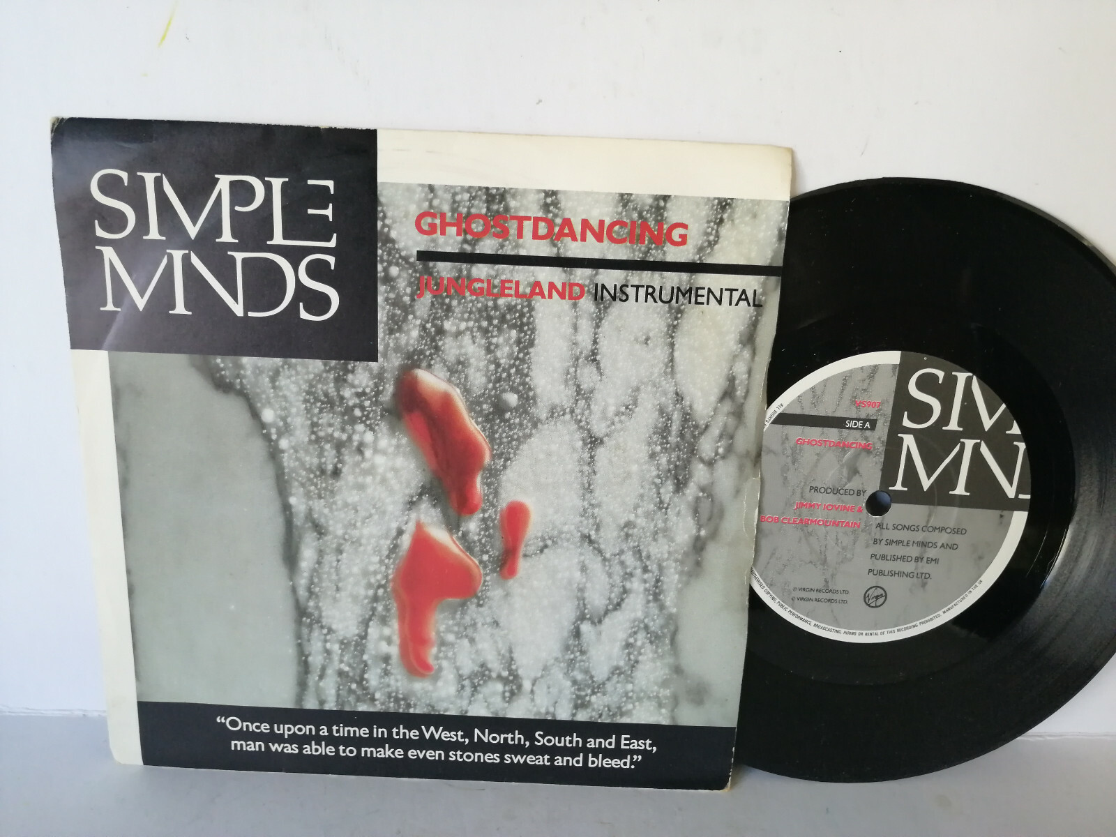 SIMPLE MINDS - GHOSTDANCING / JUNGLELAND - 7" 45 VINYL RECORD Play tested