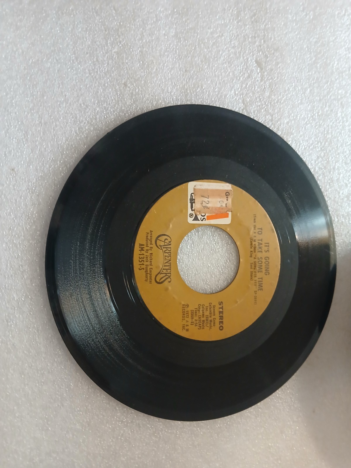 THE CARPENTERS 7" 45 RPM "It's Going to Take Some Time" & "Flat Baroque"