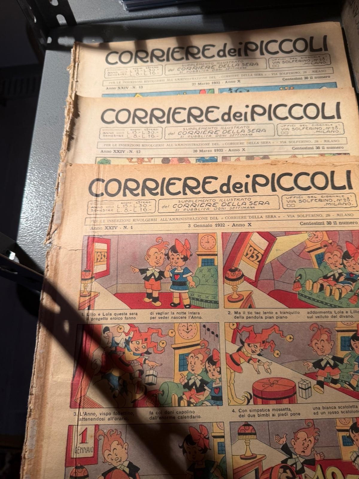 Lotto 3 Copie Corriere dei Piccoli Anno 1932 Numeri 1-12-13 Supplemento Storico 