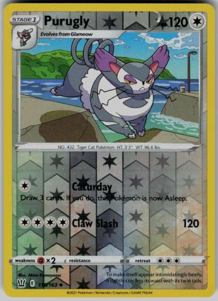 Purugly 116/163 Stili di Battaglia Non Comuni Reverse Holo NM Pokemon TCG