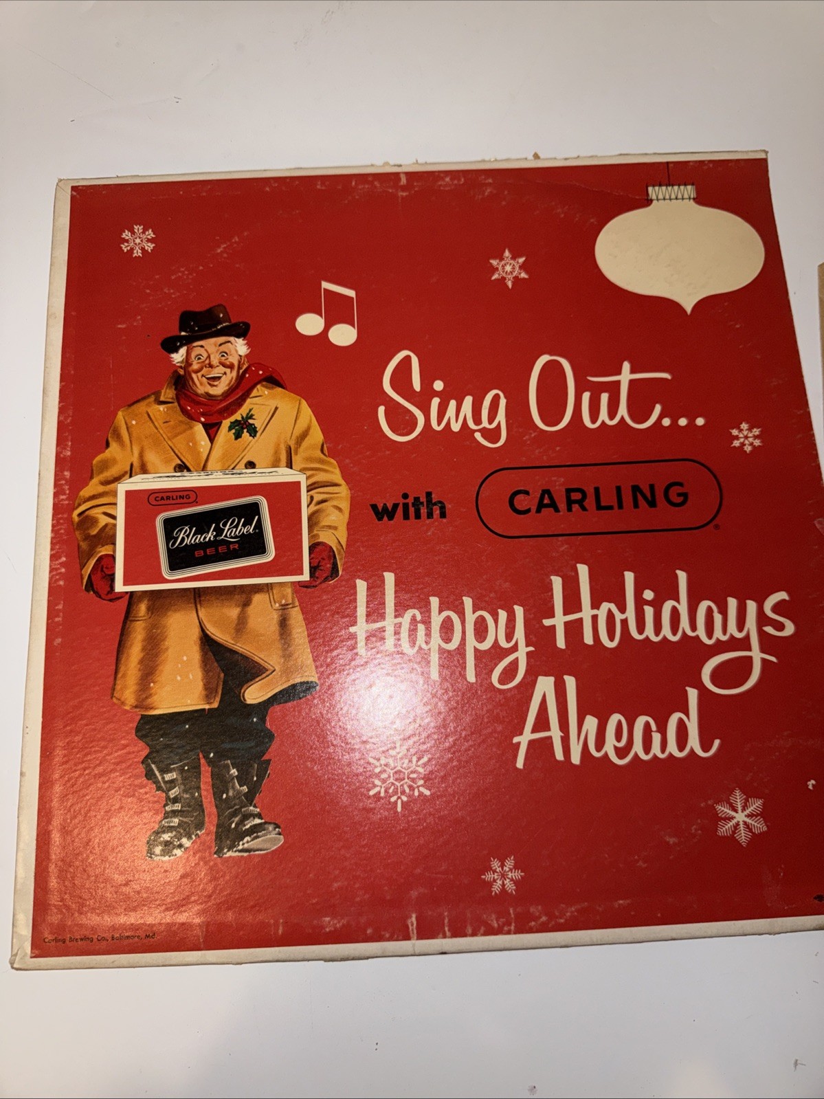 Carling Brewing Co Baltimore MD vtg Black Label Beer Advertising Xmas Record LP