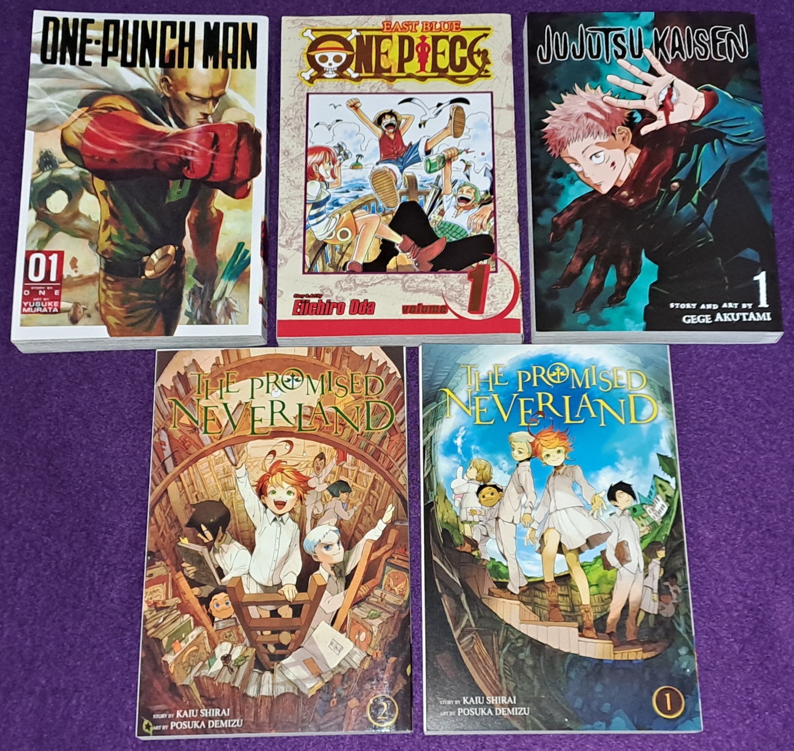5 Manga Bundle The Promised Neverland One Piece Punch Man Jujutsu Kaisen English