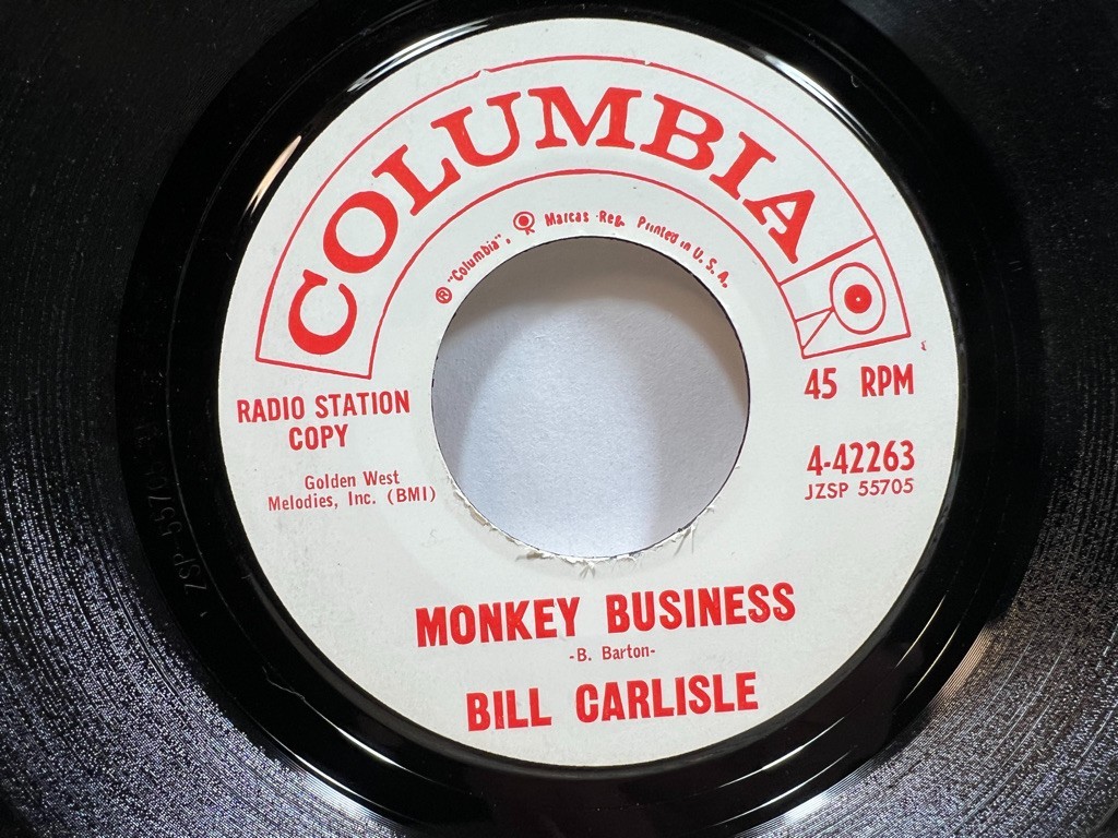 Bill Carlisle - Monkey Business / Woman Driver Promo 45 1962 Columbia 4-42263