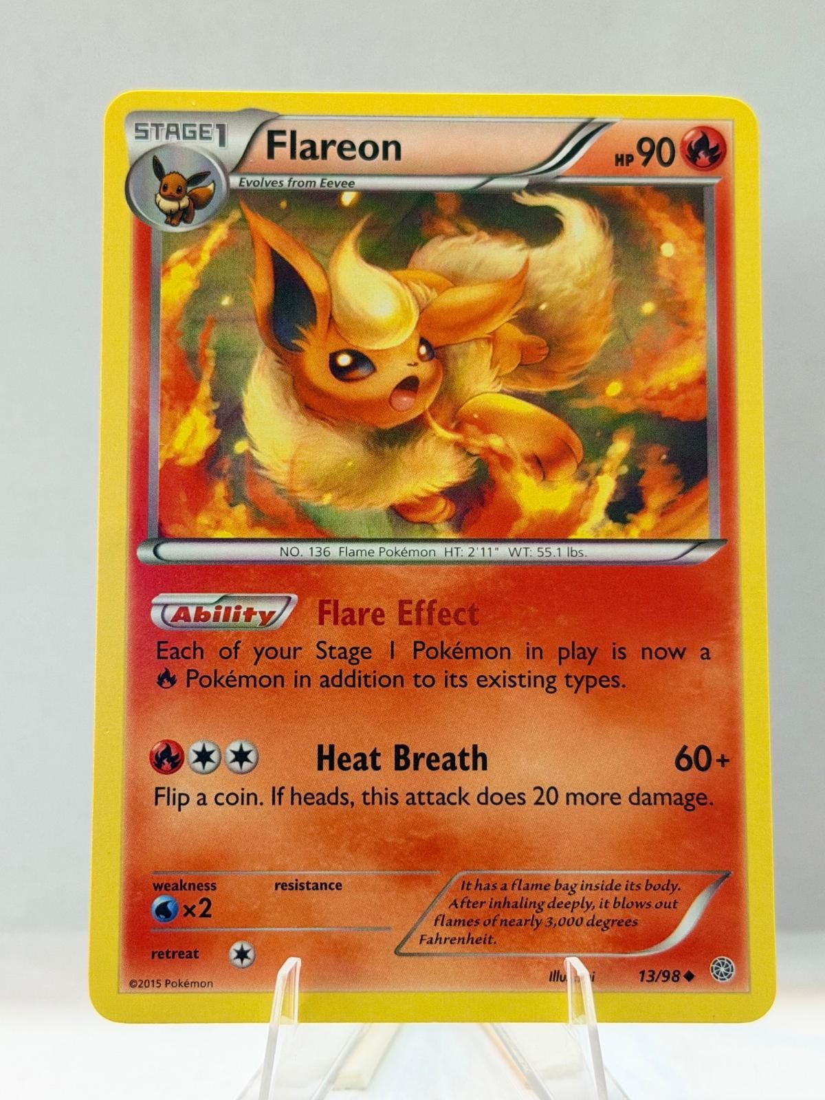 Pokemon Flareon 13/98 Non Comune Antiche Origini Giocato Leggermente