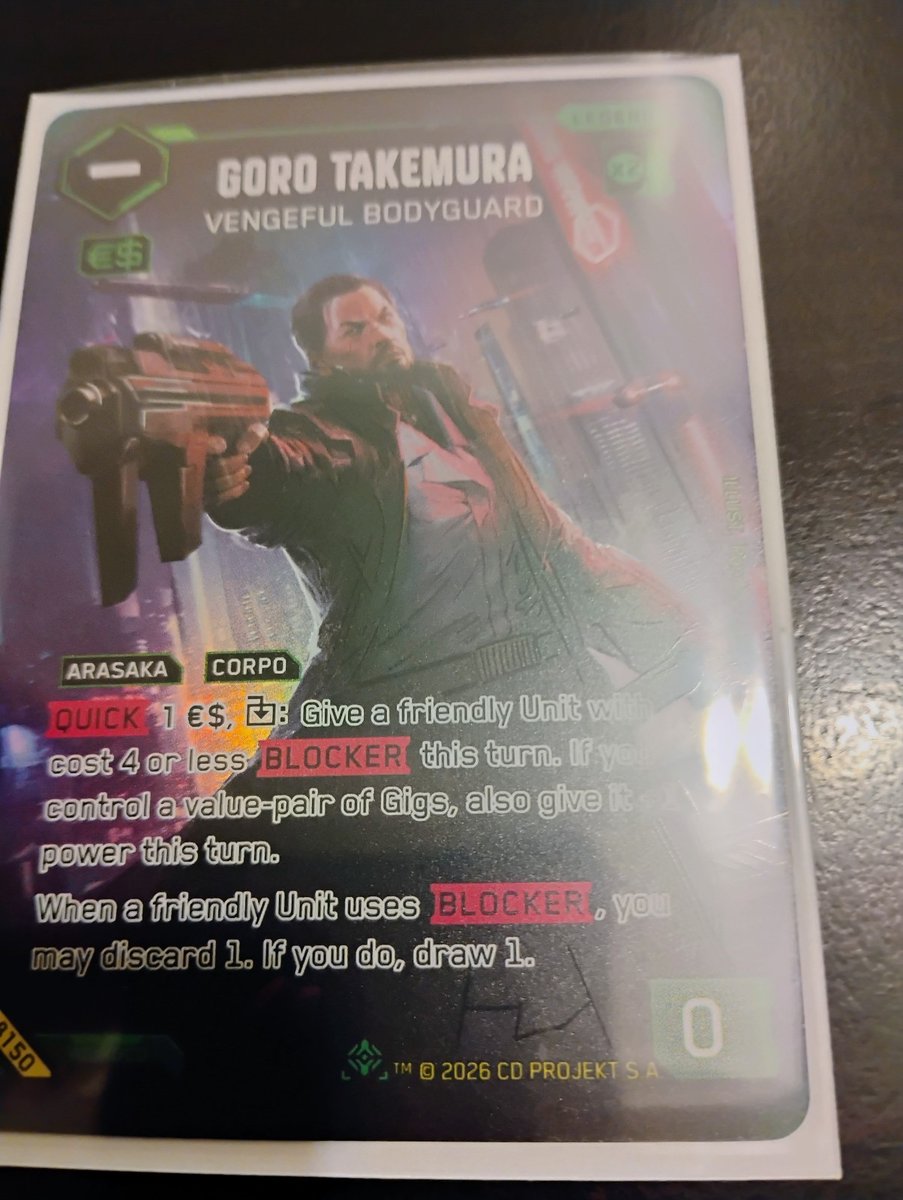 Cyberpunk TCG Goro Takemura - Guardia del Corpo Vendicativa Iconica Rara #150 Beta