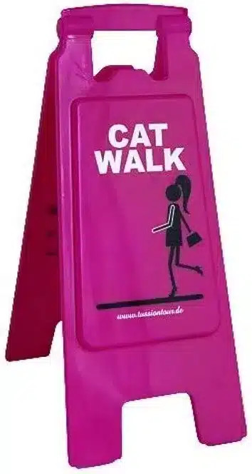 Cartel Letrero de Suelo Rosa Cat Walk Señal Decorativa Precintada Coleccionable