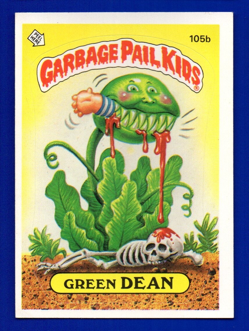 ADESIVO GREEN DEAN 1986 TOPPS GPK SECCHIO SPAZZATURA BAMBINI #105B EXMINT BEI ANGOLI