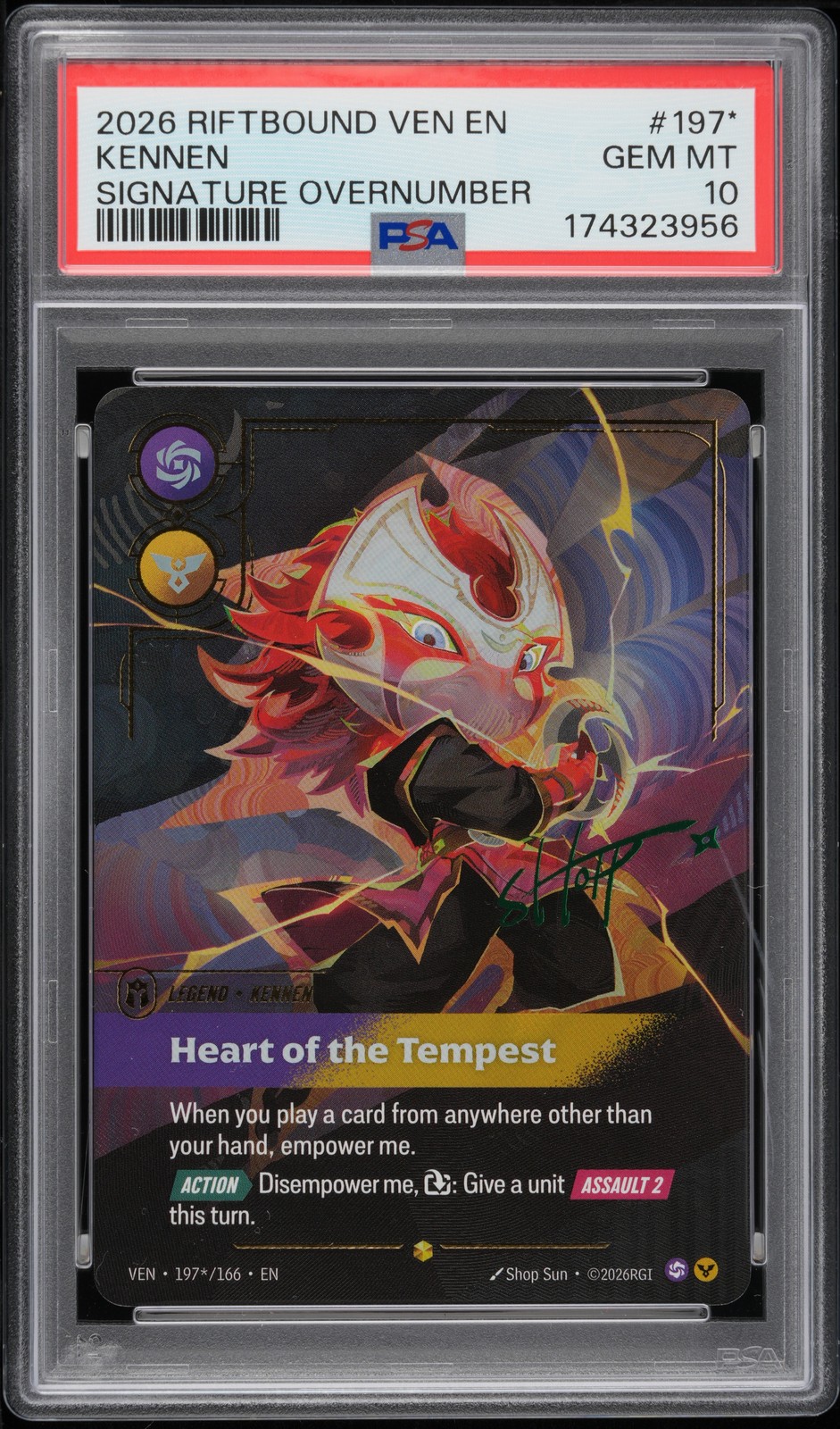 RIFTBOUND: LEAGUE OF LEGENDS VEN-VENDETTA KENNEN - HEART OF THE TEMPEST PSA 10