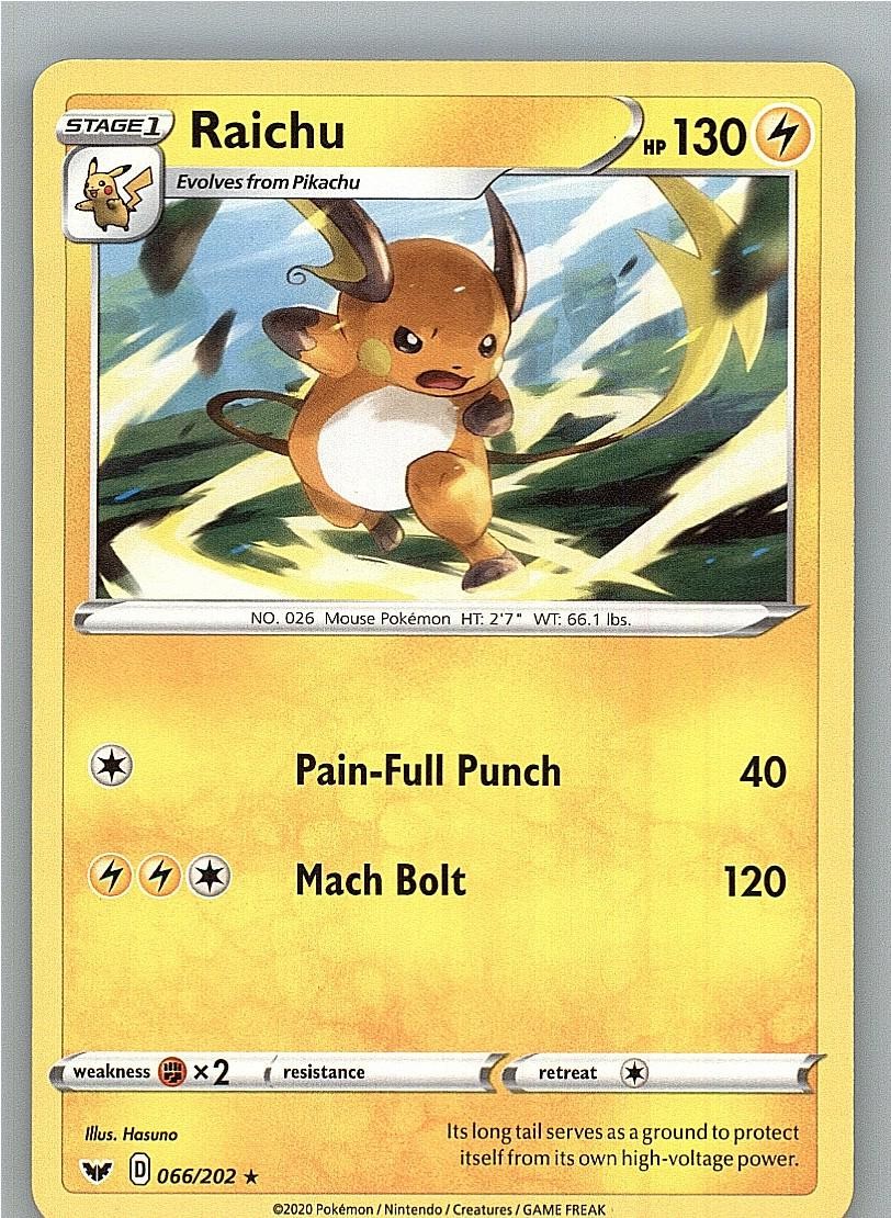 Raichu 066/202 Rare Sword & Shield Pokemon Lightly Played