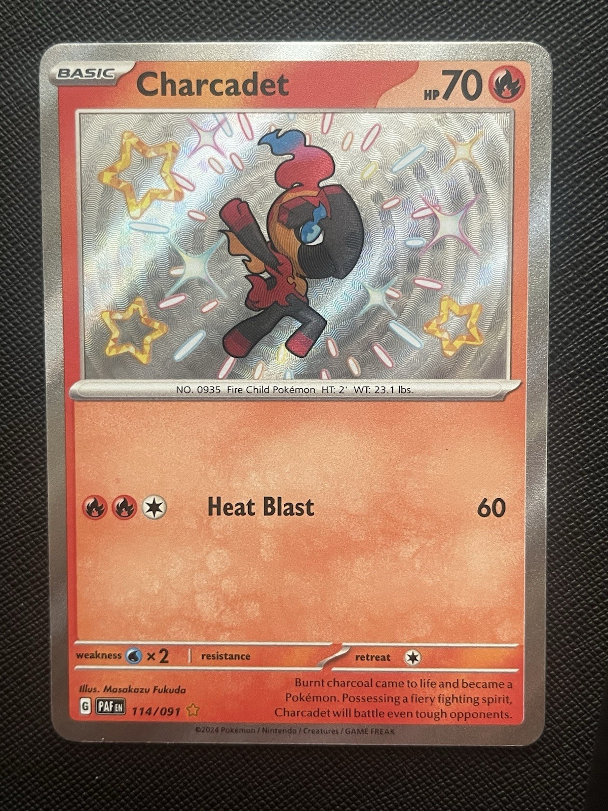 Charcadet 114/091 Paldean Fates Shiny Rara Carta Pokemon TCG Holo NM SV