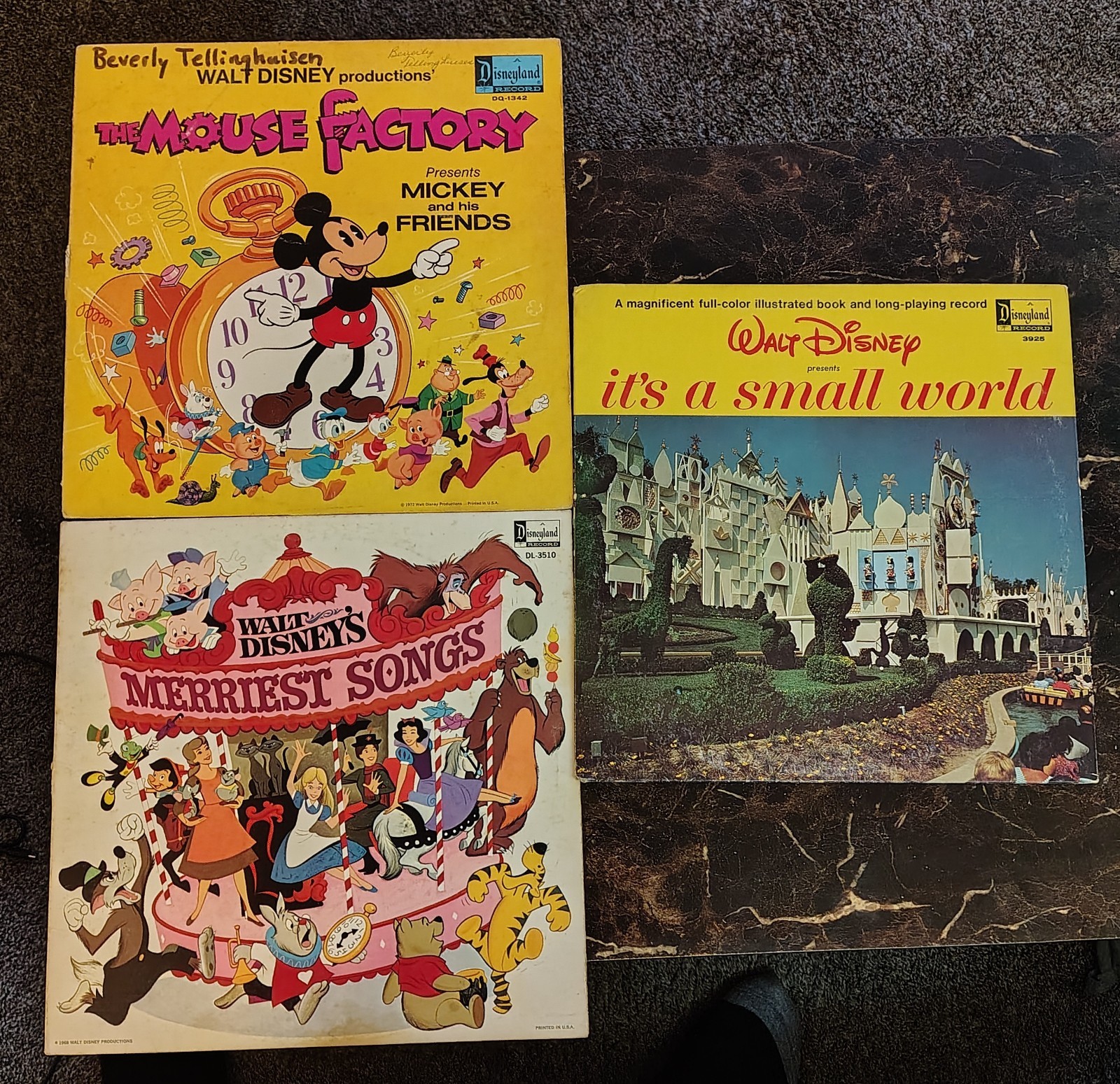 Vintage Disneyland Record Walt Disney's Merriest Songs DL-3510 Vinyl LP 1968 Lot