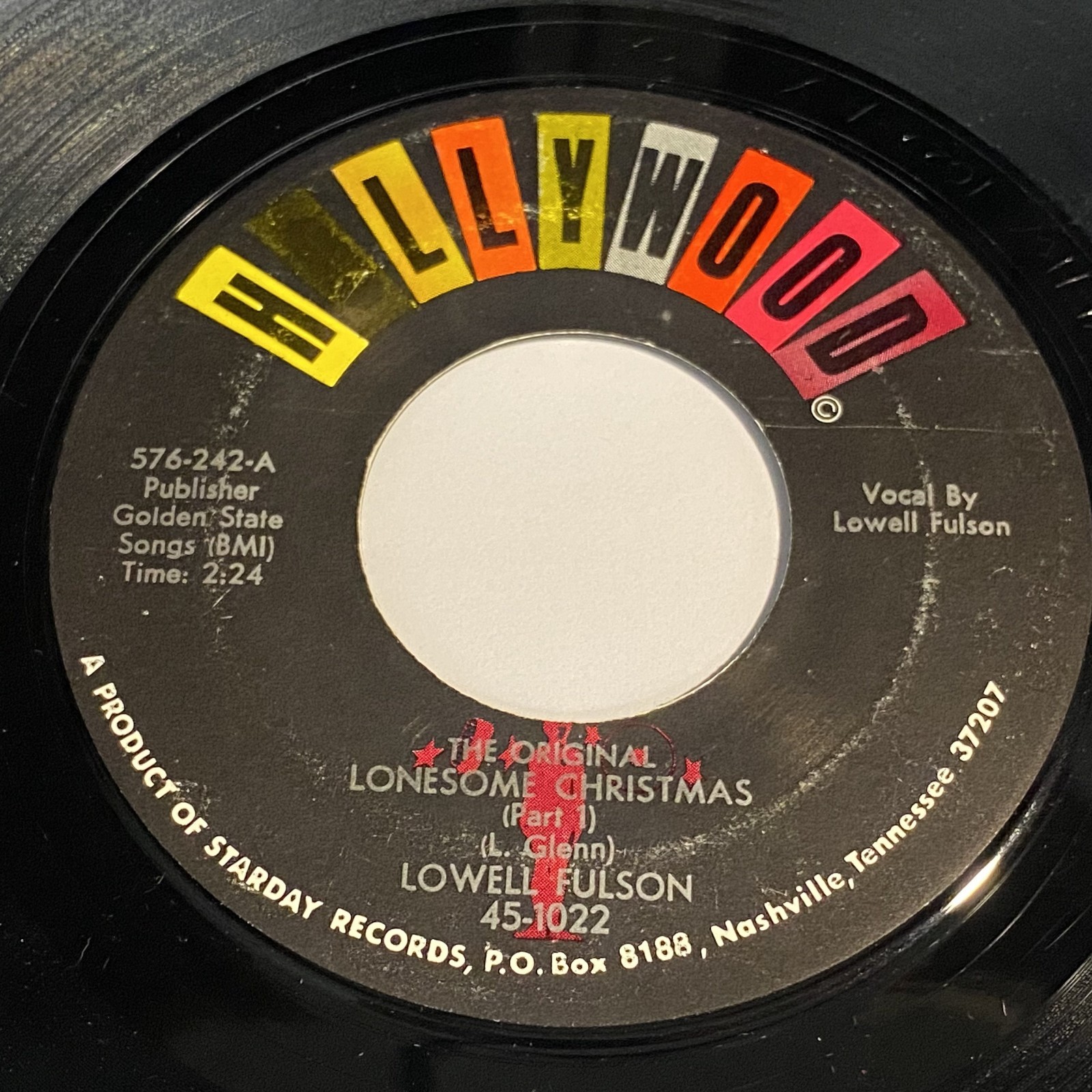Lowell Fulson: Lonesome Christmas (Part 1) / (Part 2) 45 - Hollywood - Blues