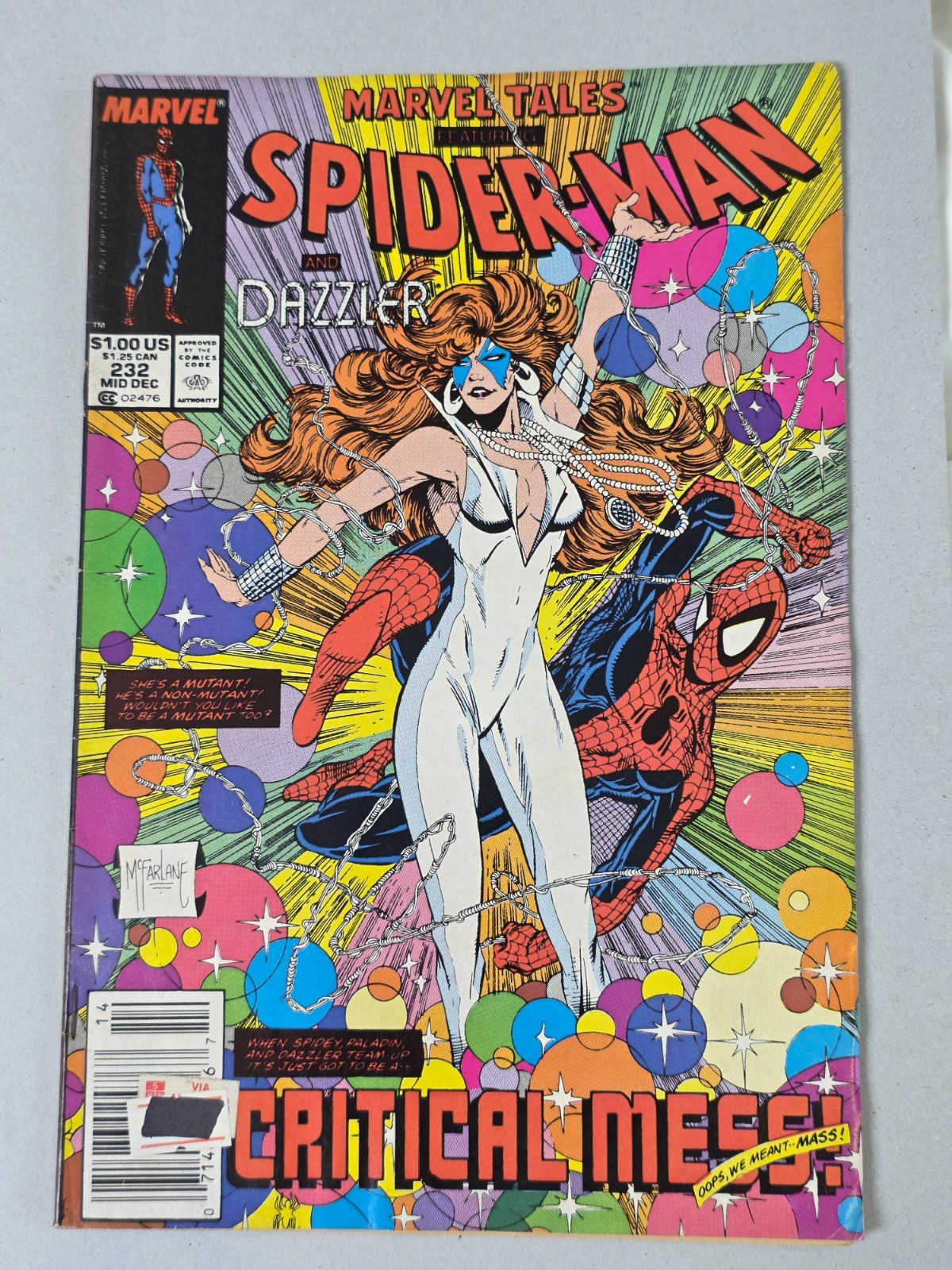 MARVEL TALES 232 1989 SPIDER-MAN DAZZLER TODD MCFARLANE COPERTINA IMBALLATA