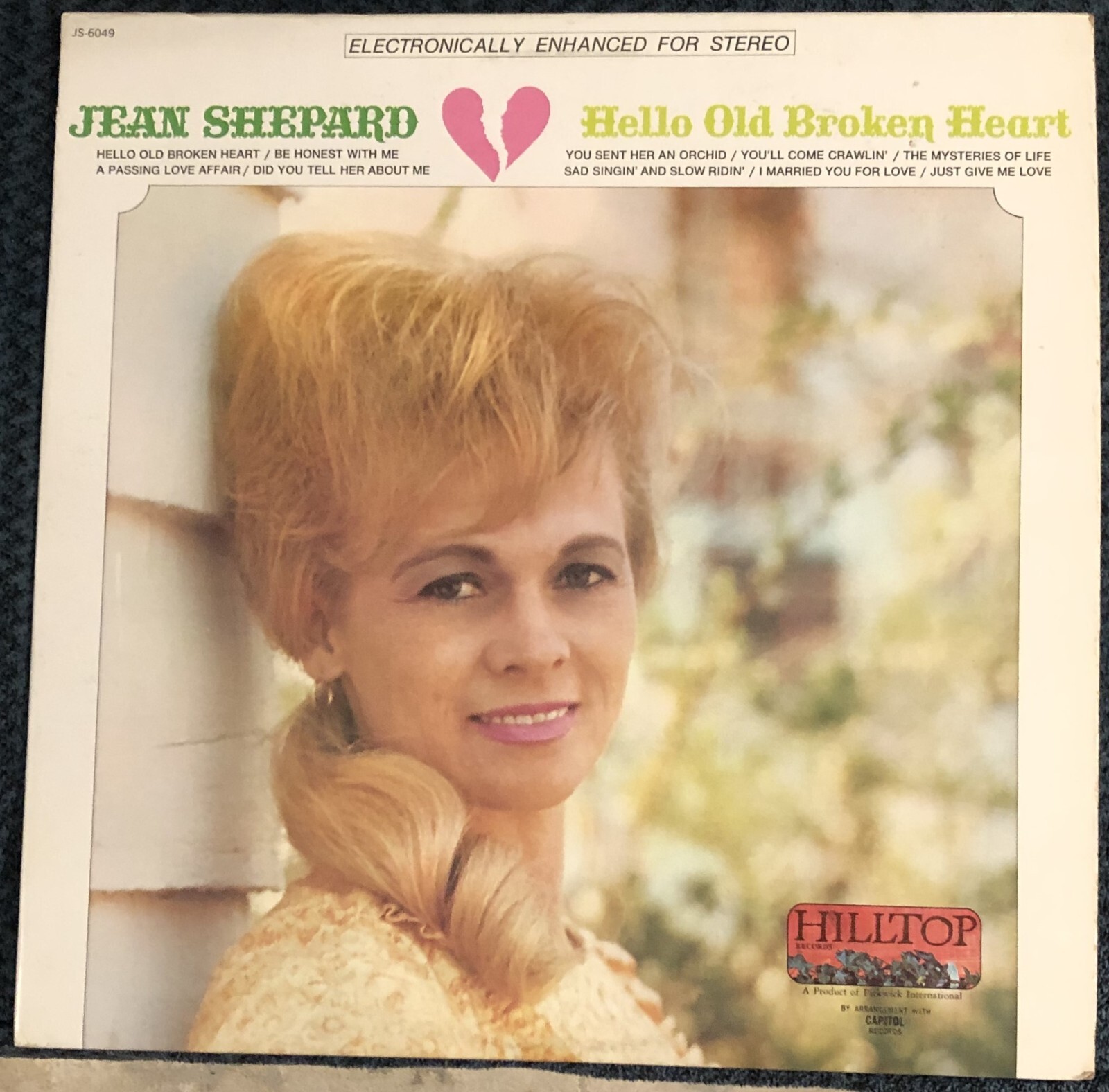 Jean Shepard - Hello Old Broken Heart LP - 1967 Hilltop compilation - VG+
