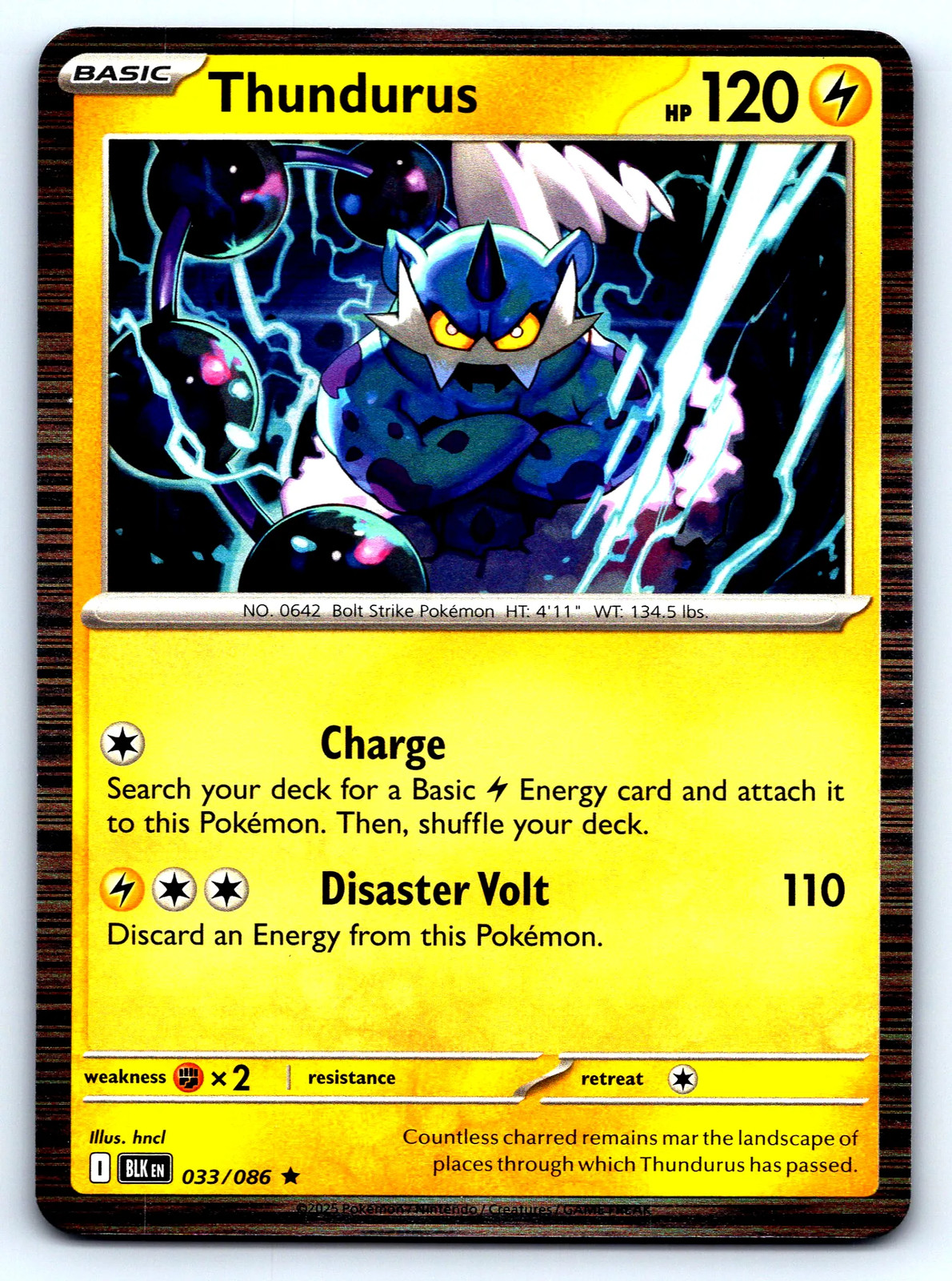 Carta Pokemon Thundurus Black Bolt #33 rara hncl quasi nuova