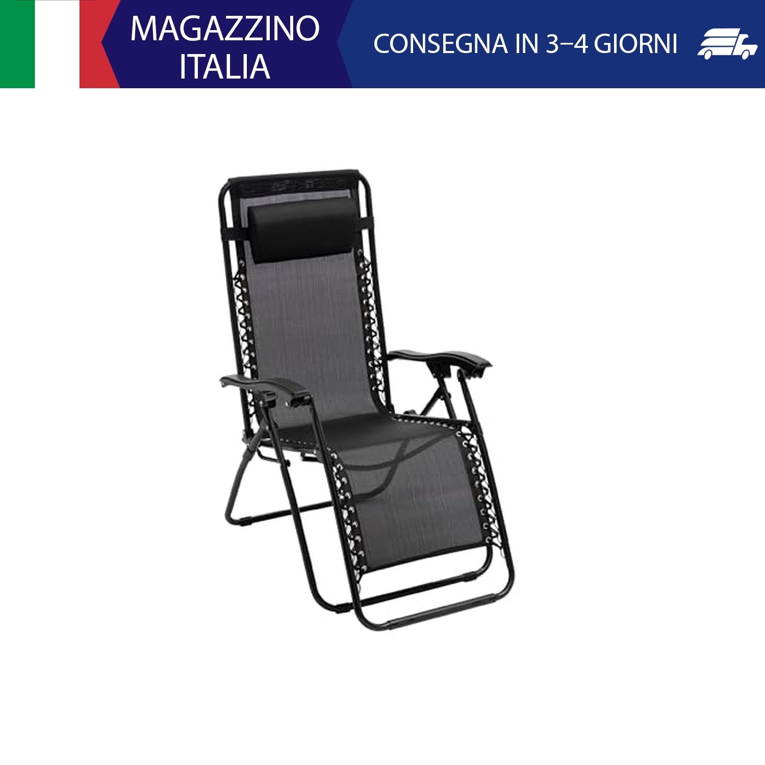 Baroni Home Sedia Sdraio Zero Gravity da Giardino, Chaise Longue Pieghevole da E