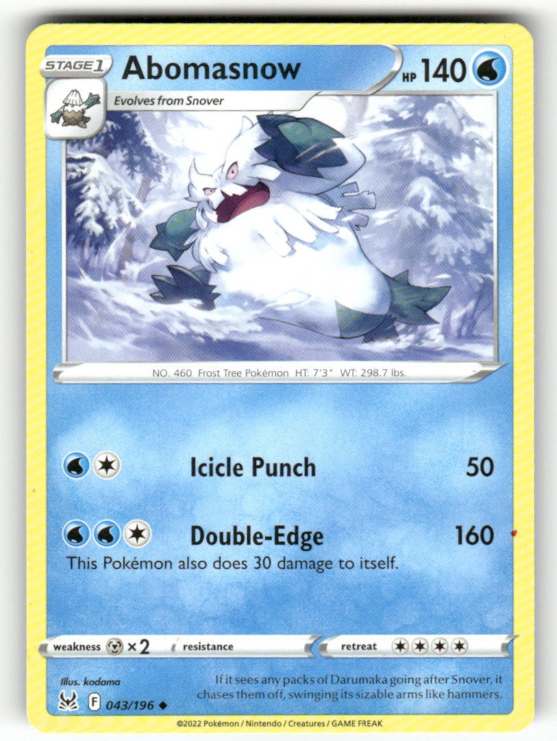 Pokemon Abomasnow 043/196 non comune origine perduta leggermente giocato