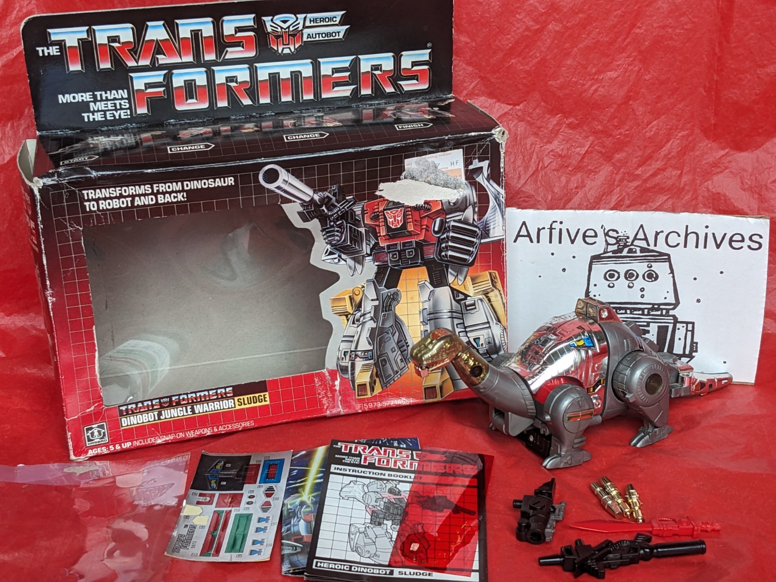 🔴⚫ Vintage G1 Transformers SLUDGE complete w box dinobot 1984 ⚫🔴