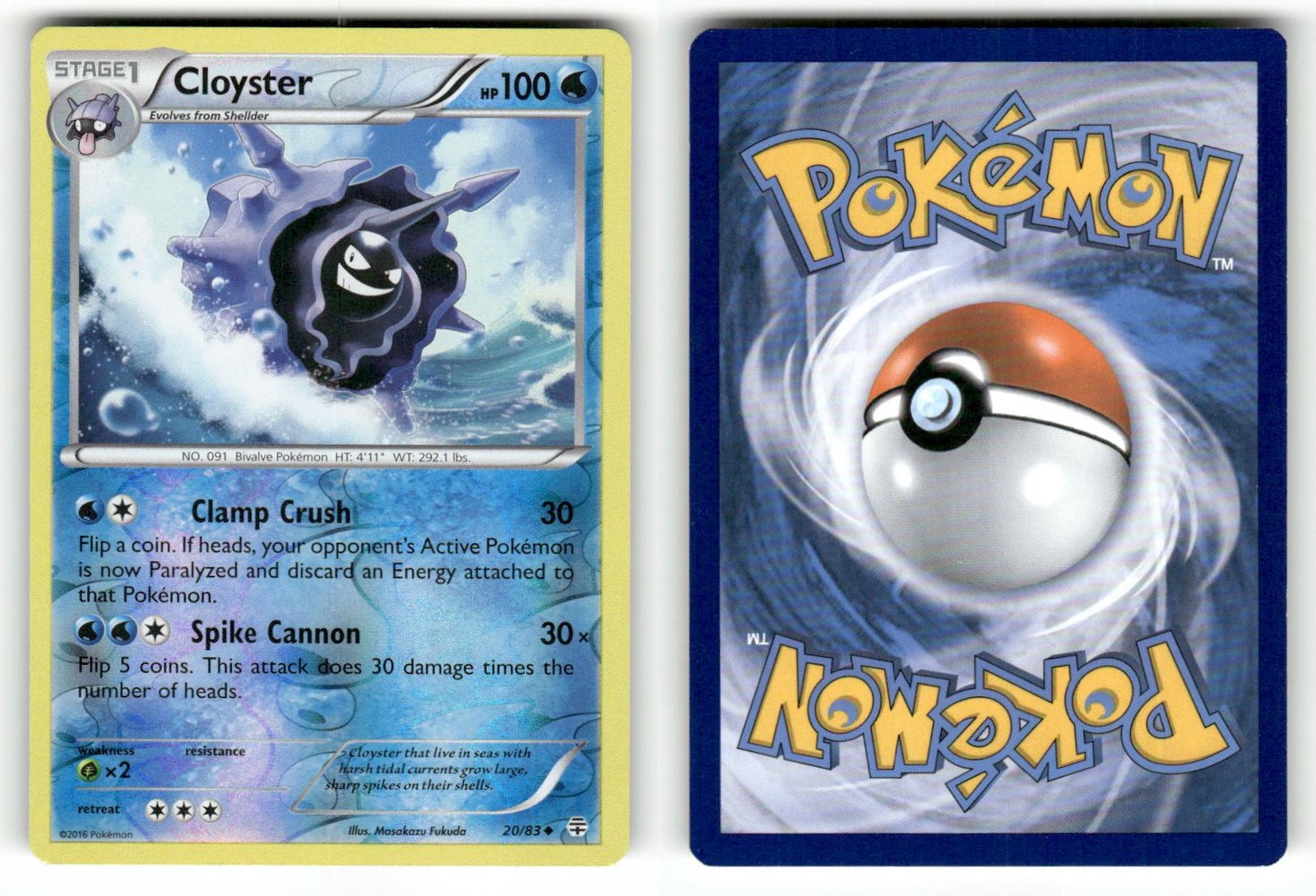 CLOYSTER GENERATIONS 20/83 UNCOMMON POKEMON REVERSE HOLO LP B1-1-486