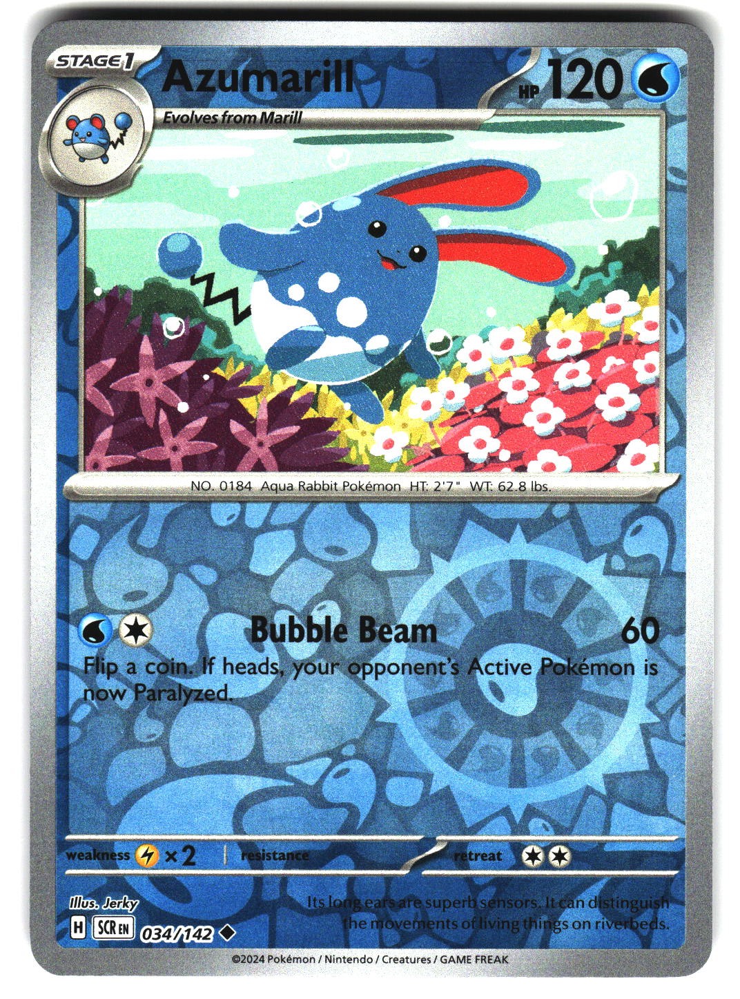 Azumarill 034/142 Pokemon SV07: Corona Stellare Reverse Holo Non Comune LP/NM