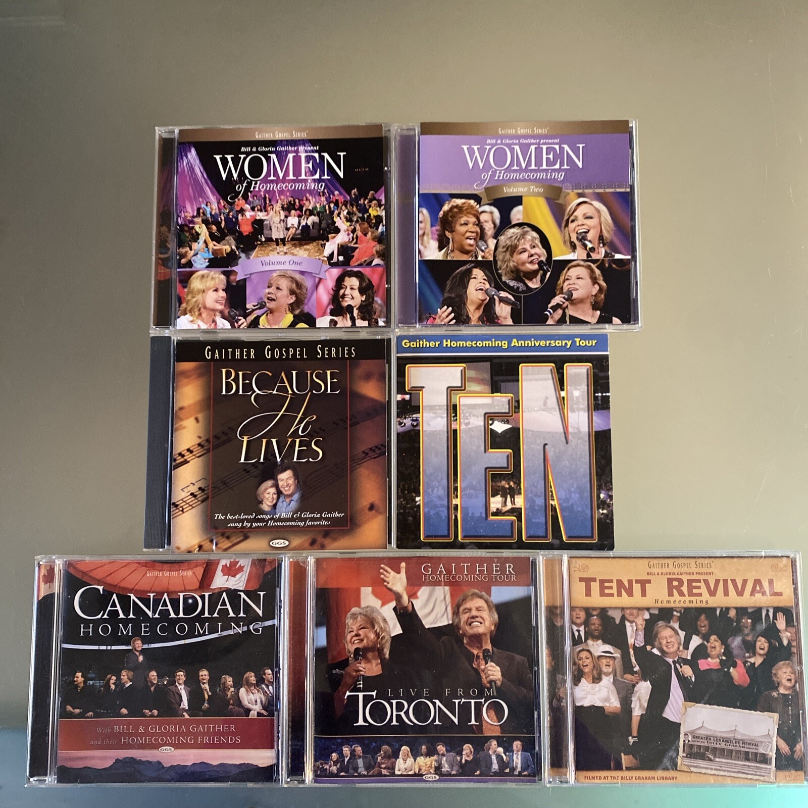Gaither Gospel 7 LOT: Women Of Homecoming 1 & 2, He Lives, Canadian, Revival VG+