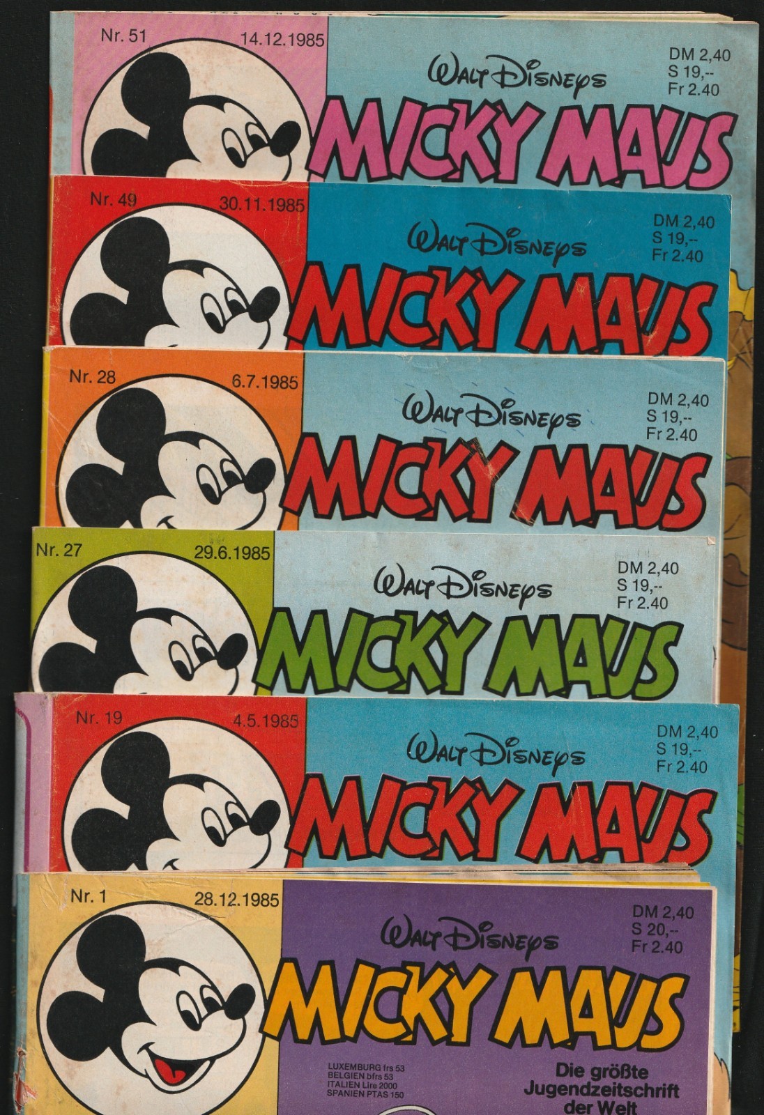 Topolino - Quaderni " 6 pezzi " del 1985 con i n.1, 19, 27, 28, 49 e 51