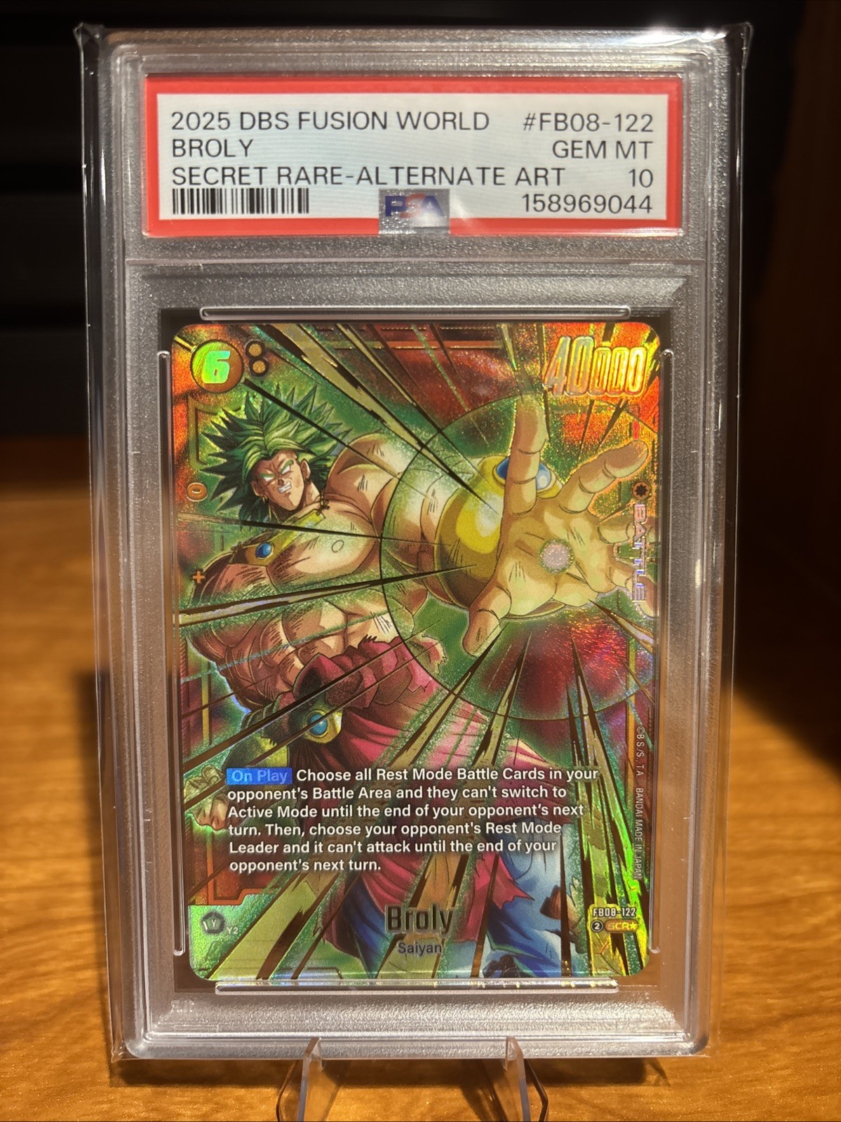 2025 Dragon Ball Broly FB08-122 Secret Rare-Alternate Art PSA 10 gemme ottime condizioni