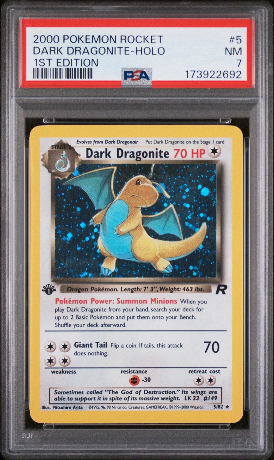 Dark Dragonite Team Rocket 5/82 1° Edizione Holo PSA 7 Eng 2000