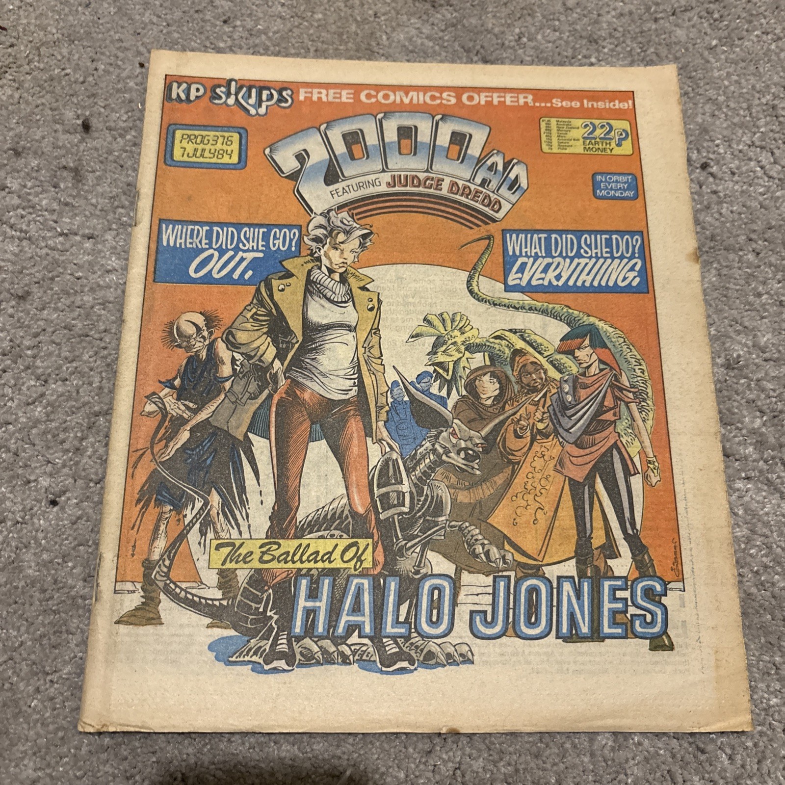 2000AD Judge Dredd Prog 376, 7th July 1984, first Halo Jones