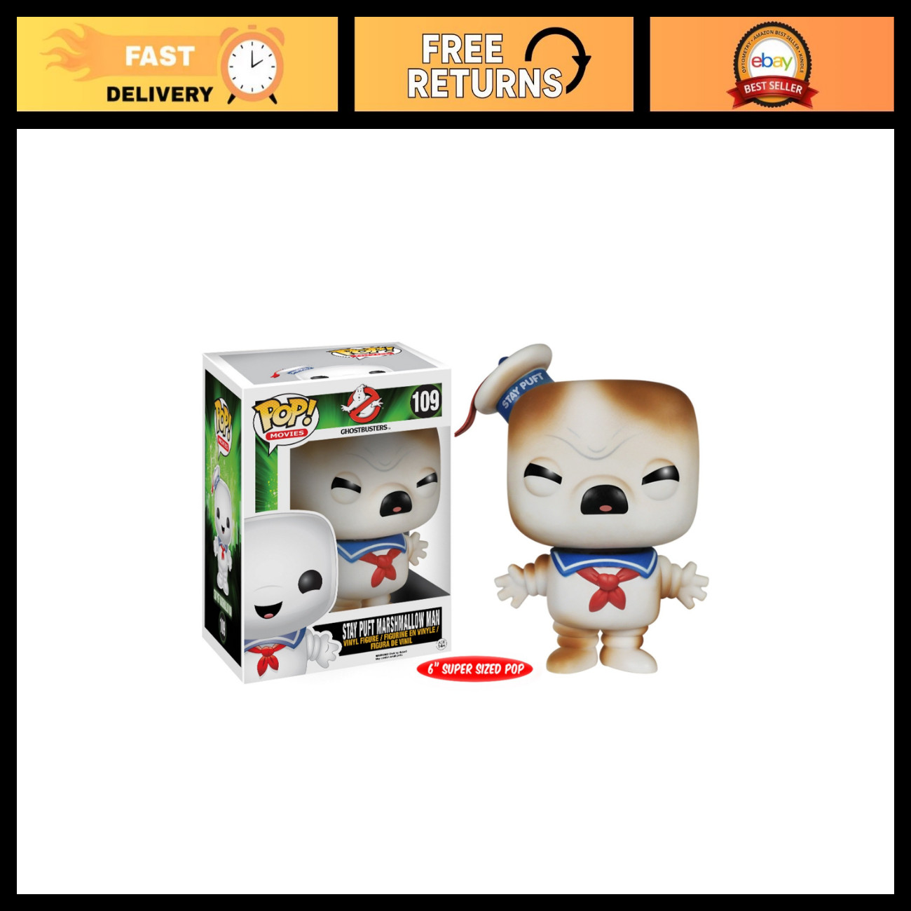 Toasted Stay Puft Marshmallow Man Figure - 6" Funko POP Movies giocattolo da collezione