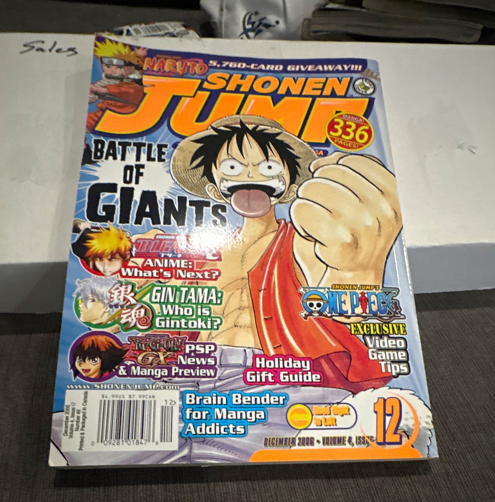 Shonen Jump Vol 4 #12 dicembre 2006 pezzo unico/Naruto Rufy/Naruto VIZ EN