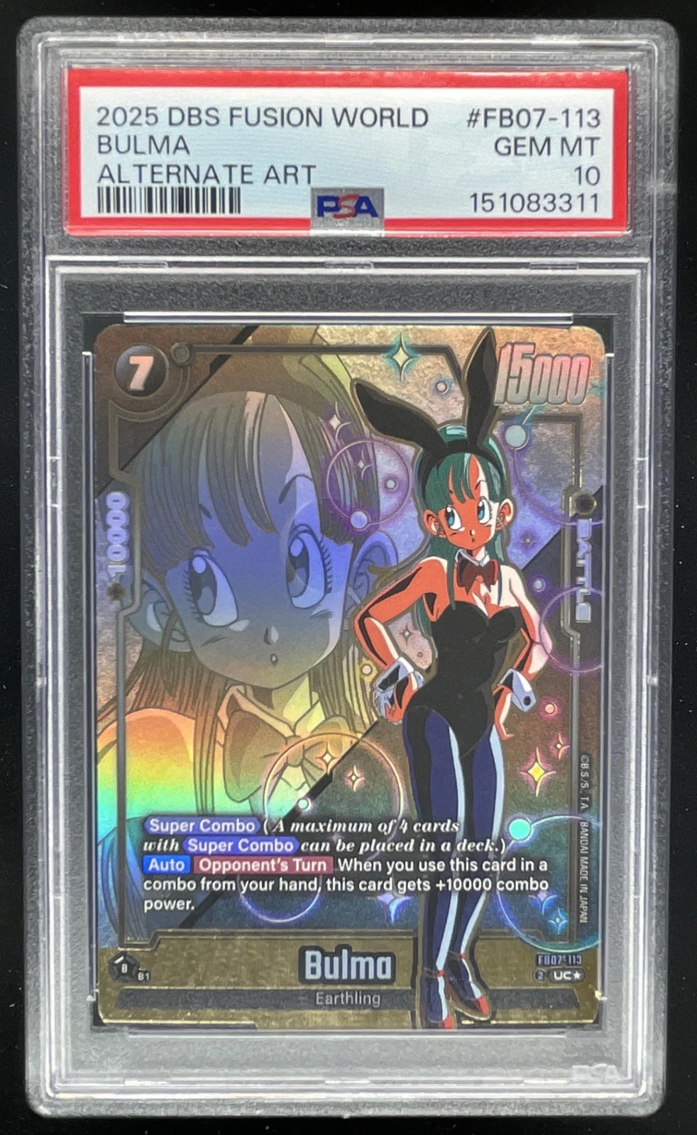 2025 Dragon Ball: Fusion World Bulma arte alternativa non comune #FB07-113 PSA 10