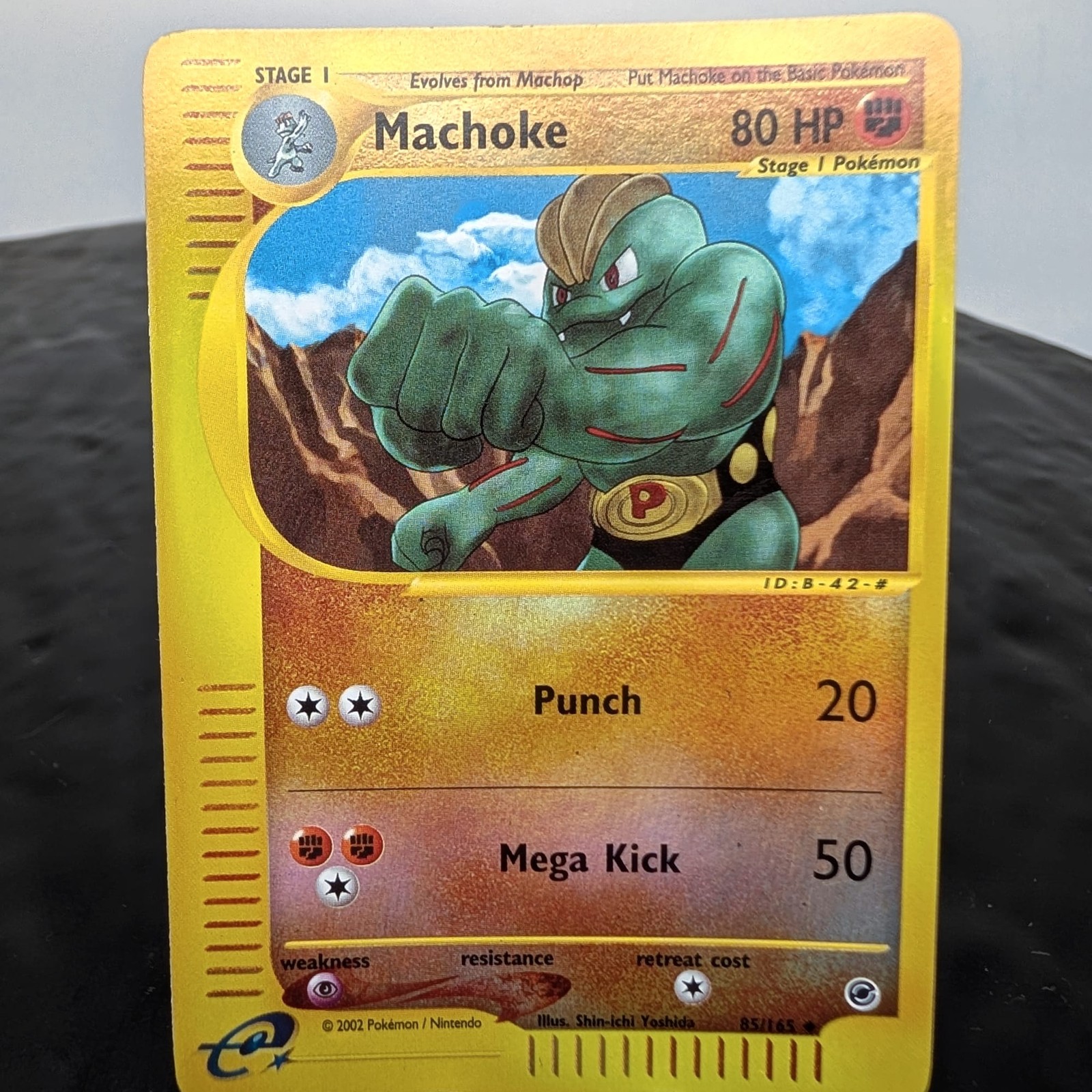 Pokemon Machoke 85/165 Spedizione Reverse Holo quasi nuovo 2002 WOTC e-reader TCG ✨