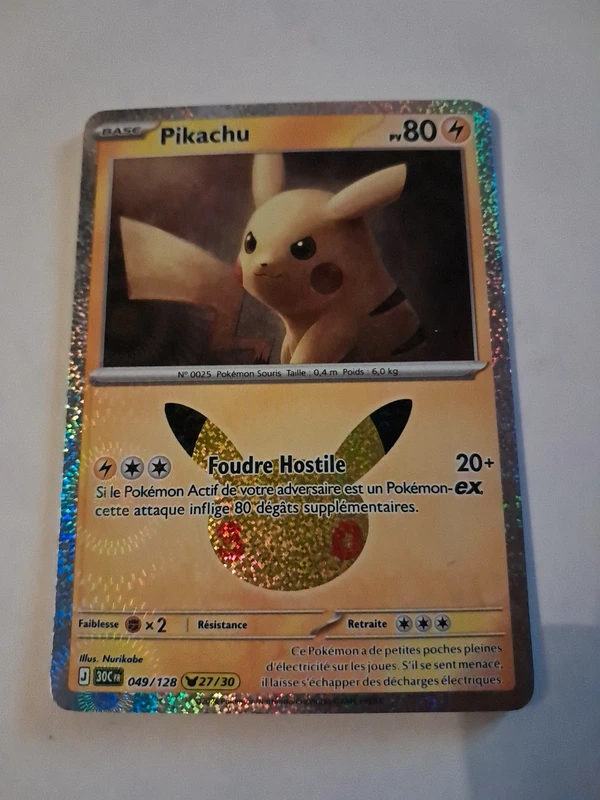Pikachu 27/30 pokemon 30 ans