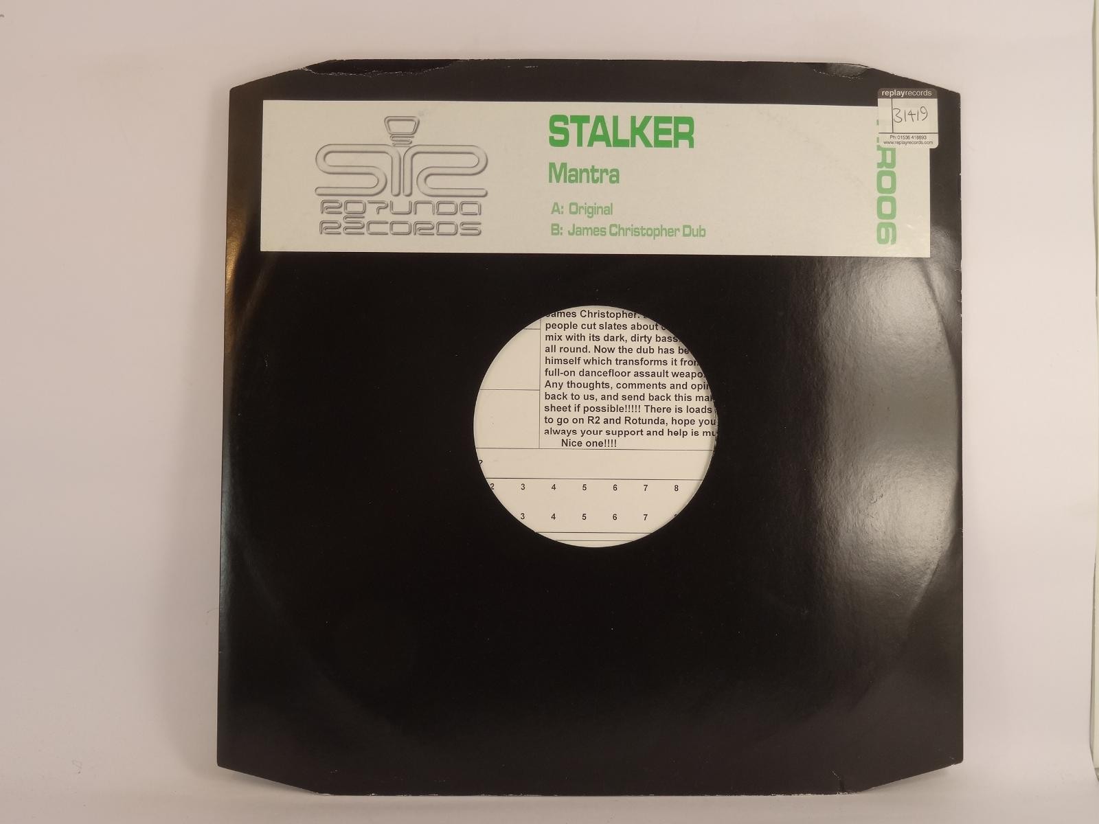 STALKER MANTRA (270) 2 Track Promo 12" Single plus Company Sleeve ROTUNDA RECORD