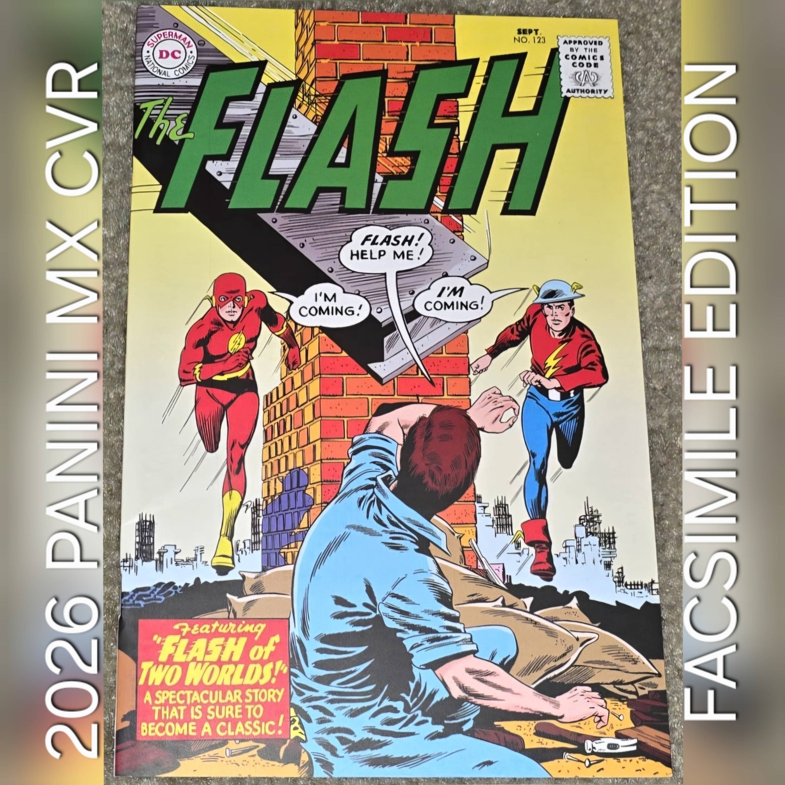 2026 Flash 123 NM MX Panini 1° Golden Age variante Silver Age Facsimile 1961