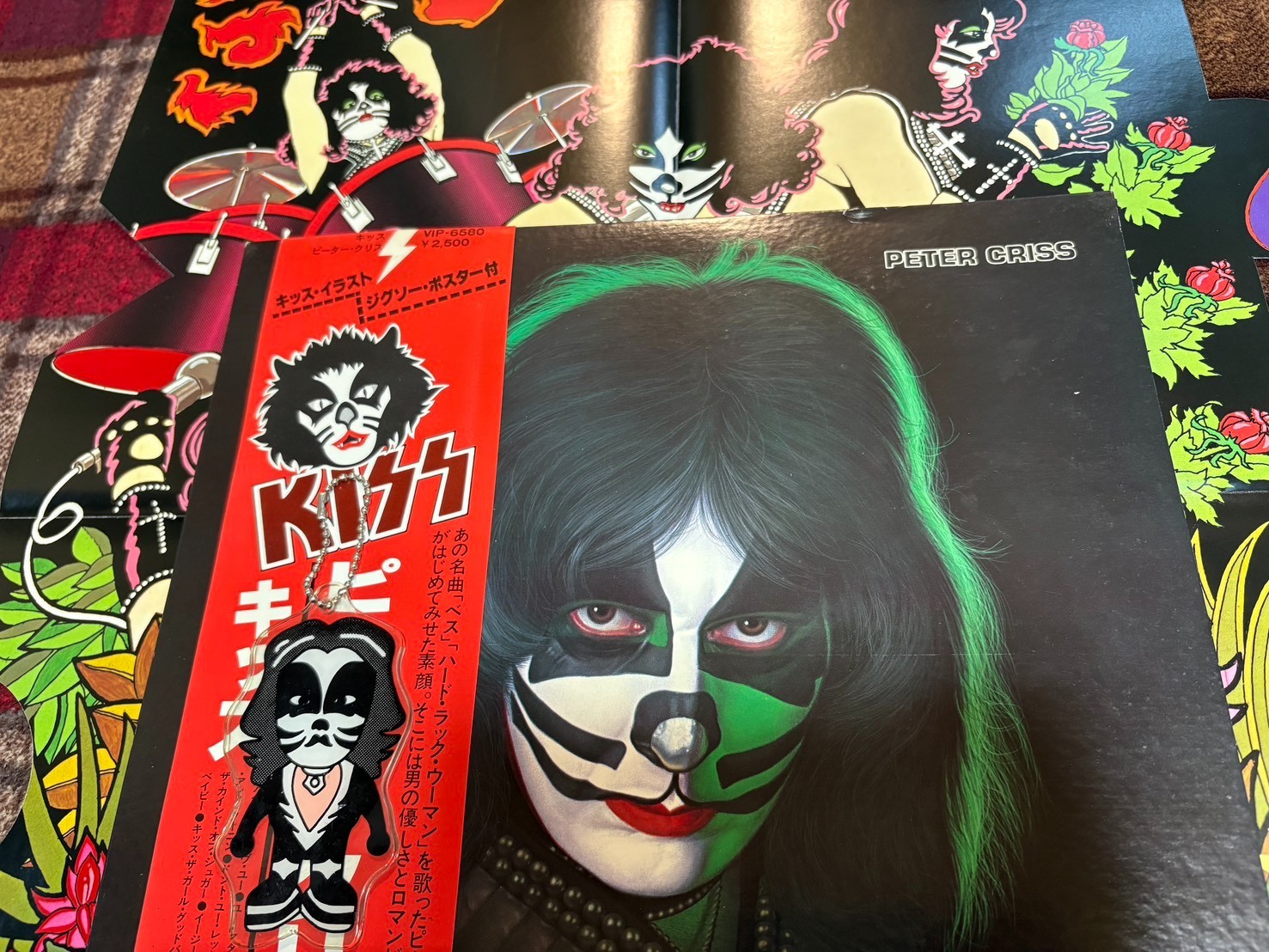W/Poster , Key chain KISS Peter Criss CASABLANCA VIP-6578 JAPAN VINYL LP