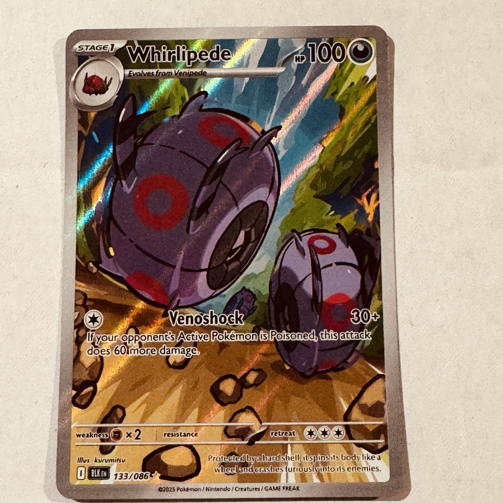 Pokémon TCG Whirlipede 133/086 Illustrazione Bullone Nero Rara Carta Holo