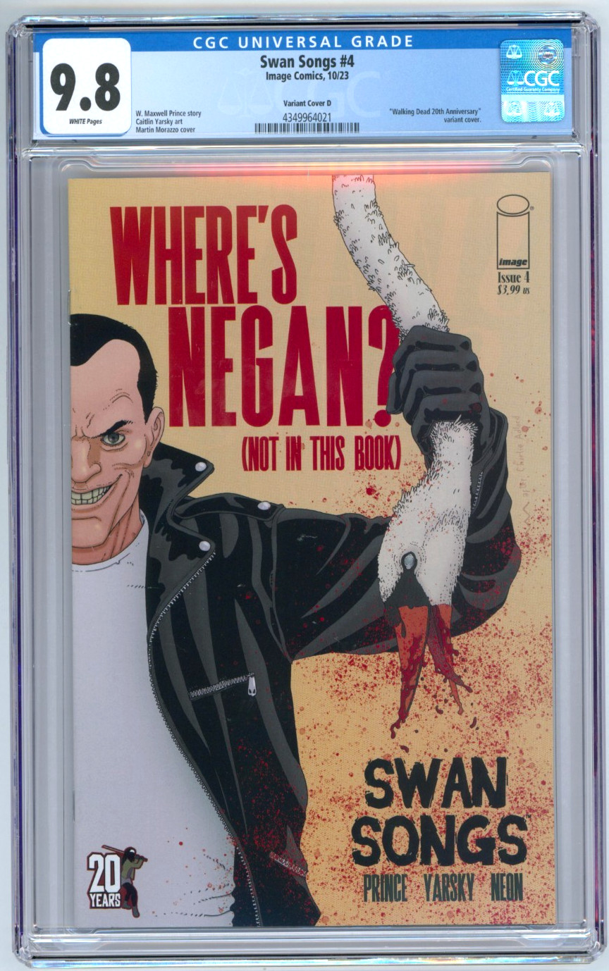 Swan Songs #4 CGC 9.8 Walking Dead Here's Negan copertina omaggio D immagine fumetti 2023