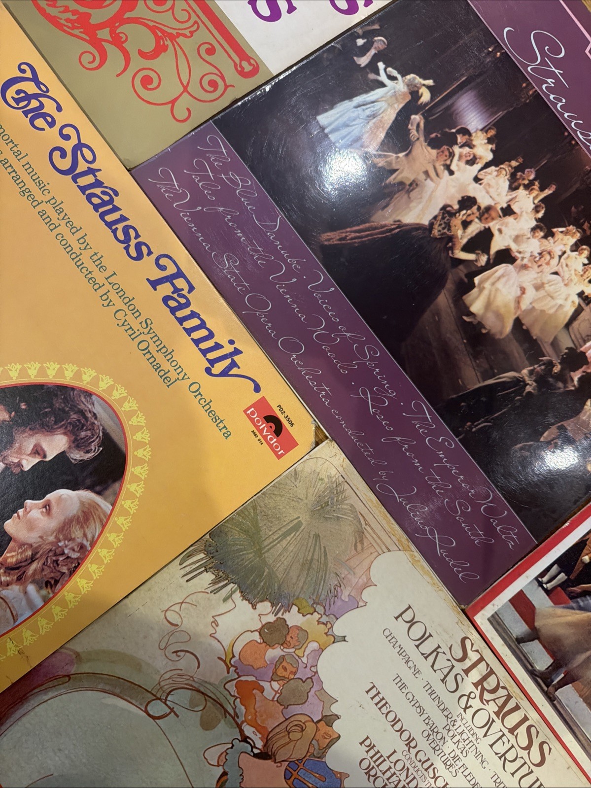 Job Lot 5x Vintage Johann Strauss Classical Vinyl LP Records Box Set Collection