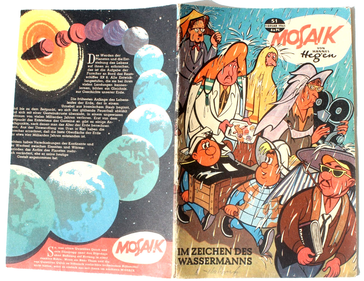Originale MOSAIK Nr. 51 / 1961 Hannes Hegen In Segno Dell'Acquario Molto Buono