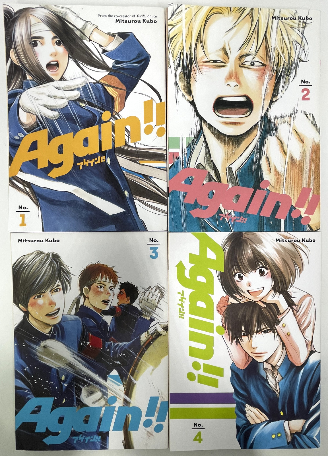 Again!! Manga Vol 1-4 Mitsurou Kubo Kodansha Good Condition Lightly Used