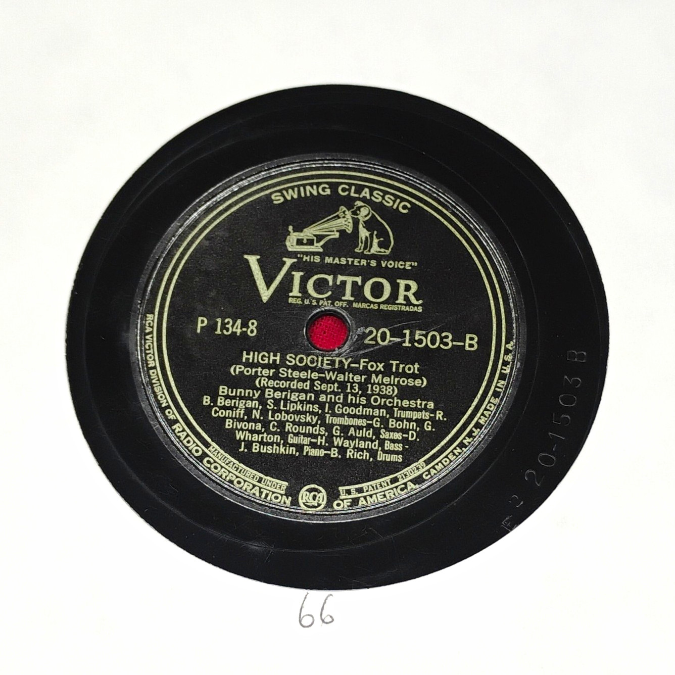 Victor 20-1503-A/B Bunny Berigan & His Orch. 78RPM High Society/Deed I Do