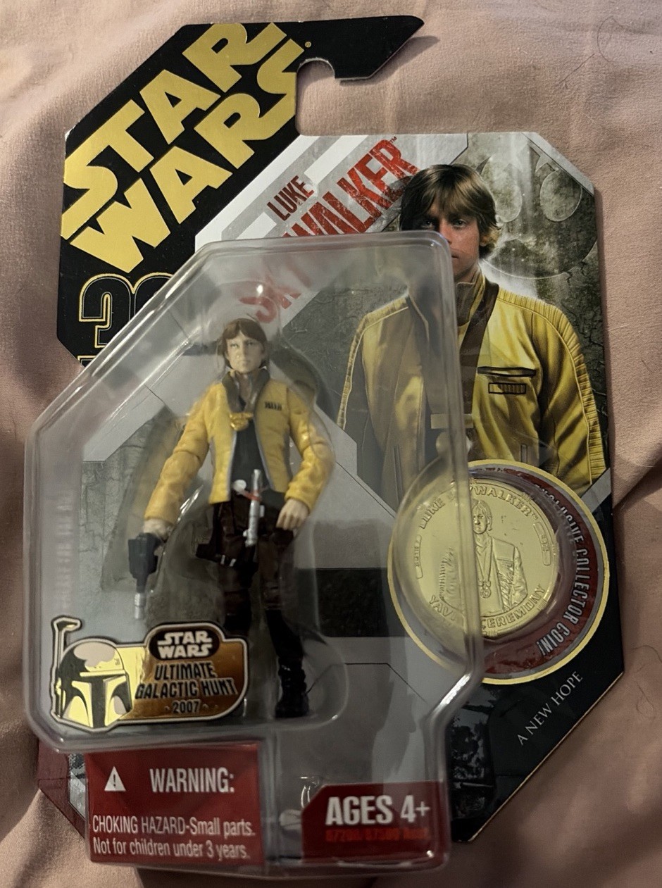 STAR WARS 30° ANNIVERSARIO: Nuova Speranza LUKE SKYWALKER con MONETA ORO Nuova!!