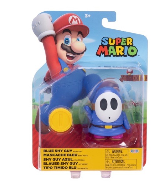 SUPER MARIO BLUE SHY GUY con MONETA 4" ufficiale Nintendo JAKKS PACIFIC
