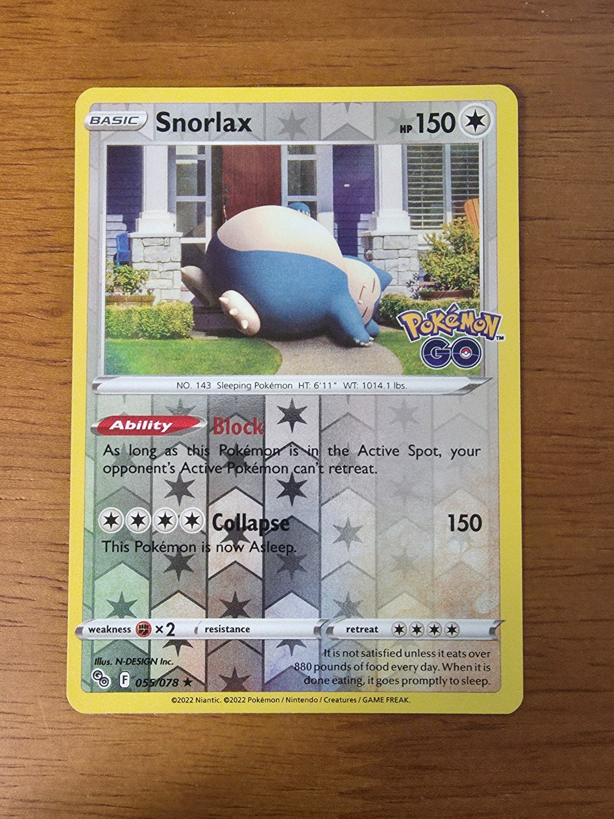 Snorlax 055/078 Pokemon GO Reverse Holo