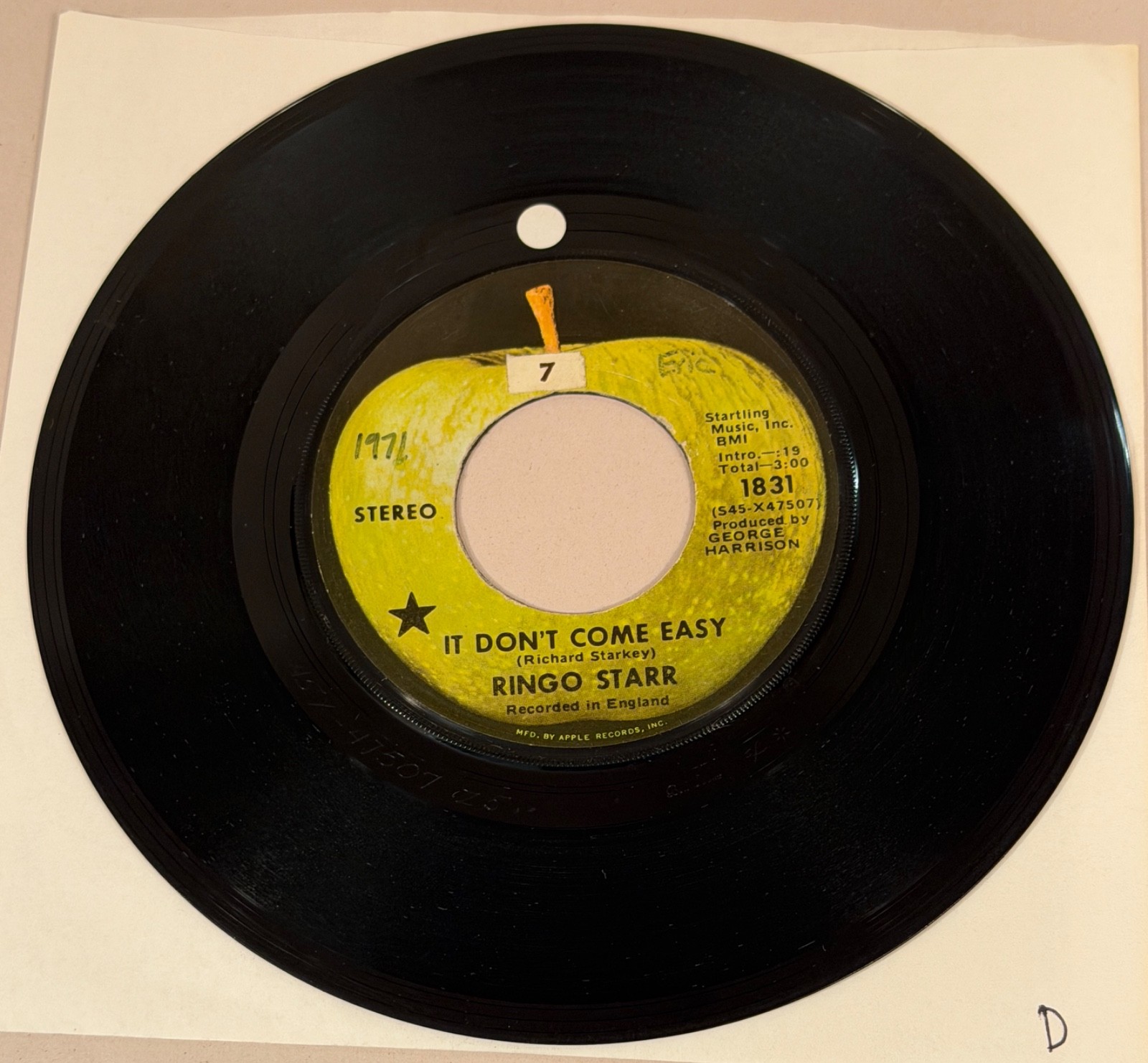 Ringo Starr, It Don’t Come Easy Record VG++, Apple Records