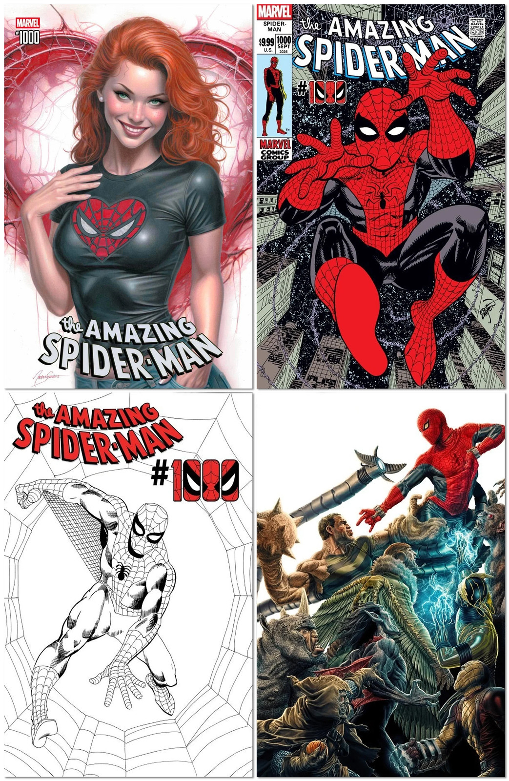SPIDER-MAN #1000 Sanders NYCC Variant + 1:25, 1:50 & 1:100 Variant Covers