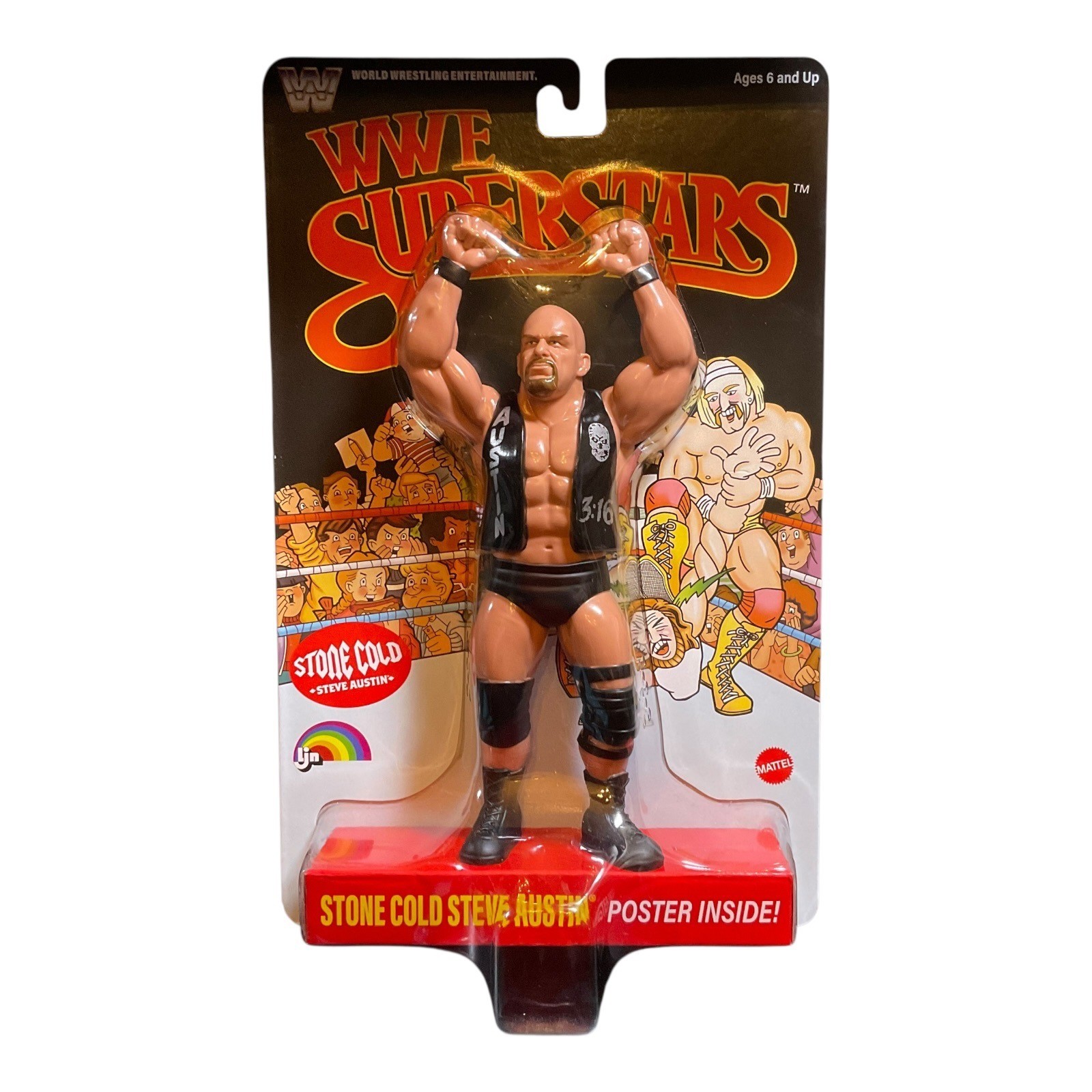 Modellino WWE Superstars Stone Cold Steve Austin Black Card stile LJN nuovo
